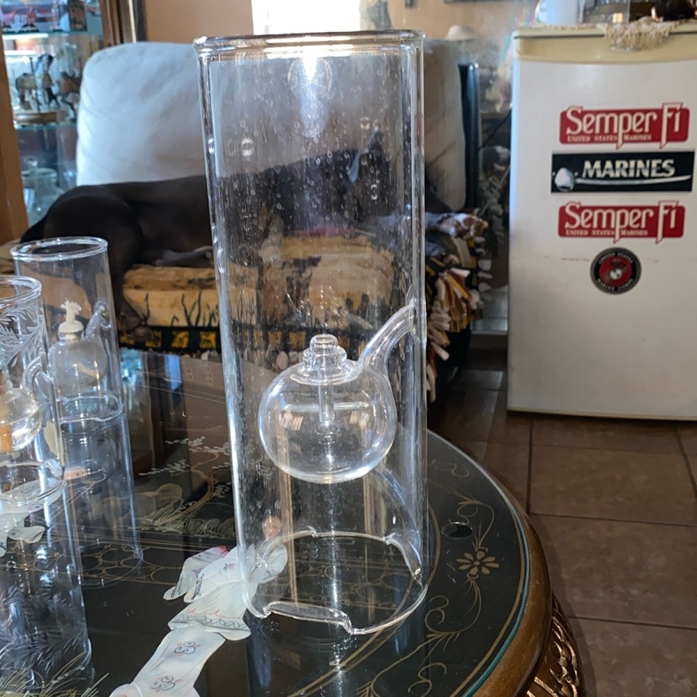 BX48/26 Vintage WOLFARD Handblown Glass 12” Oil Lamp
